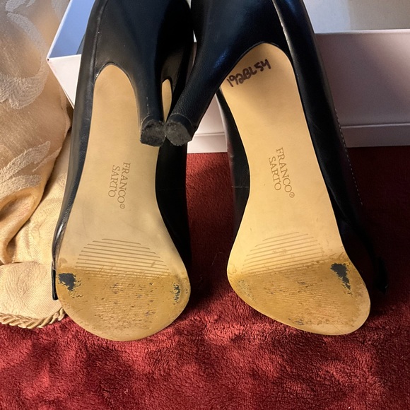 FRANCO SARTO BLACK OPEN TOE PUMP HEEL SZ 7.5 LEATHER - Picture 10 of 15